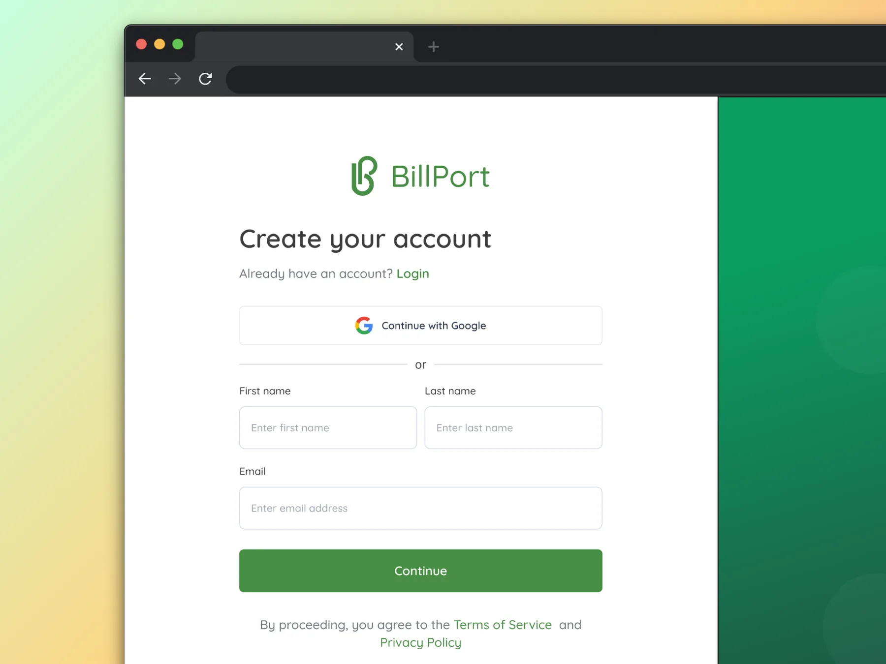 Create account