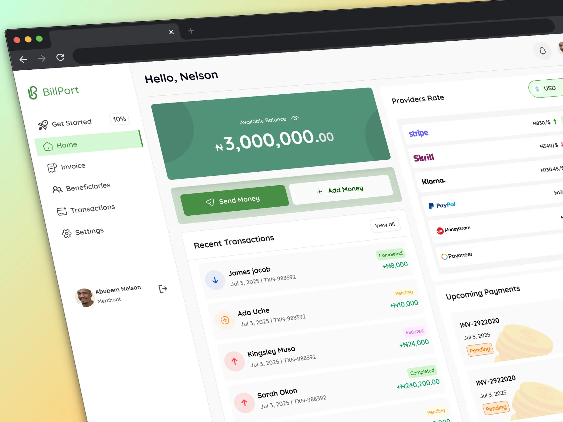 Wallet home