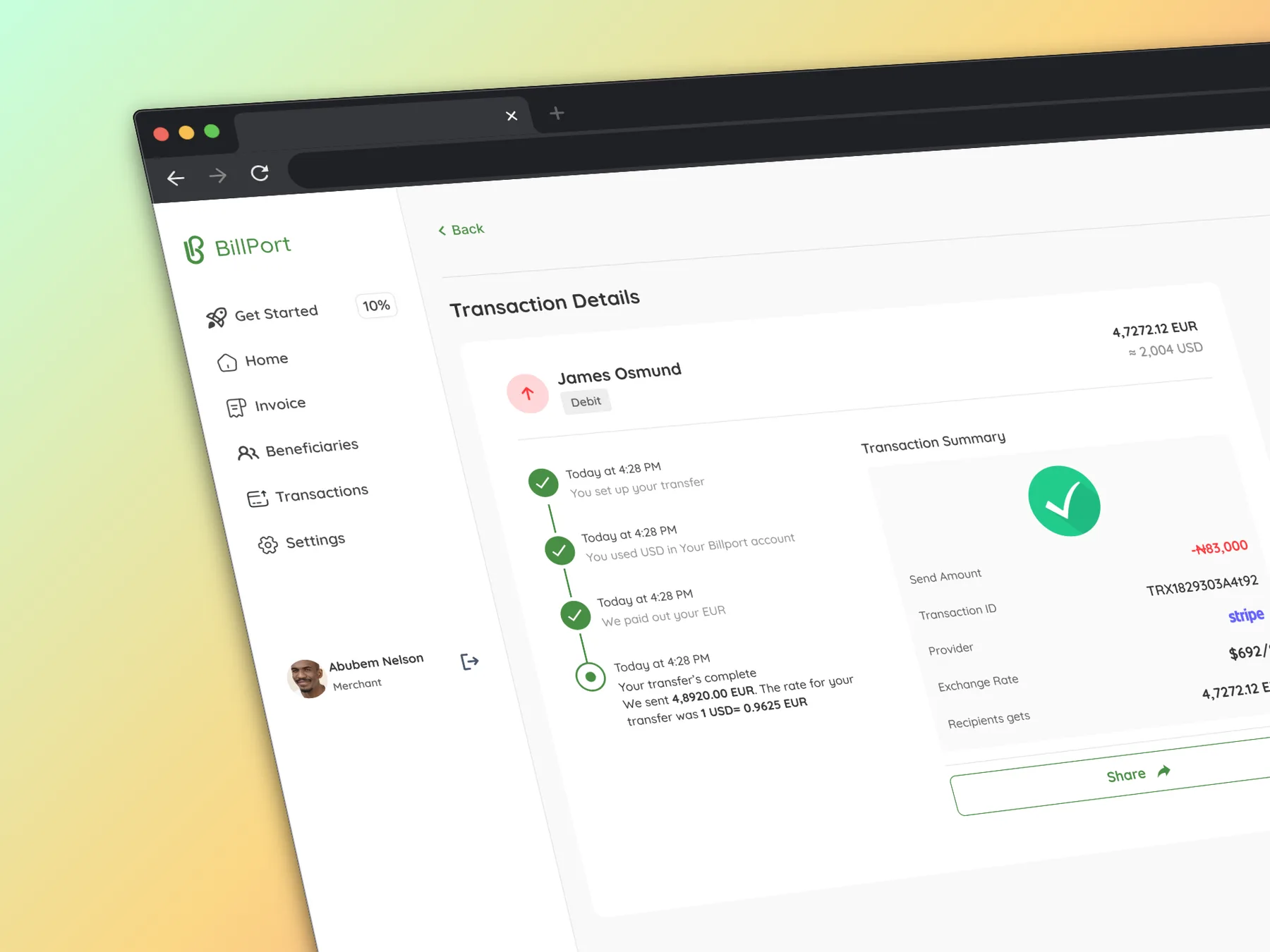 Transaction details