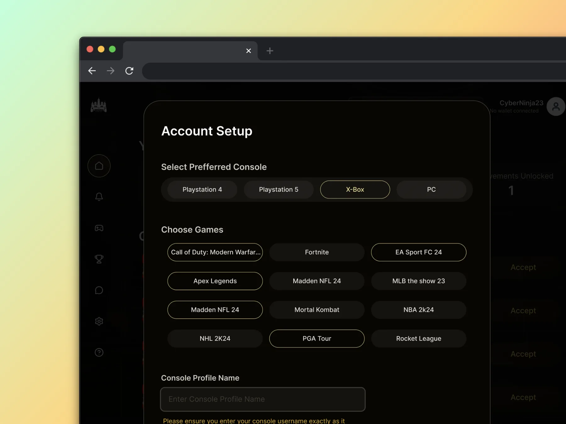 Account setup